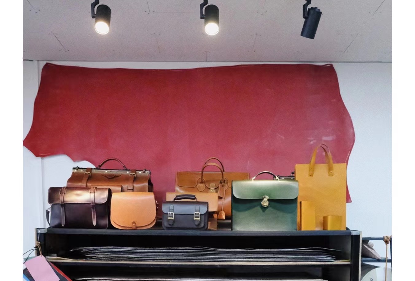 Leather material and product reference display